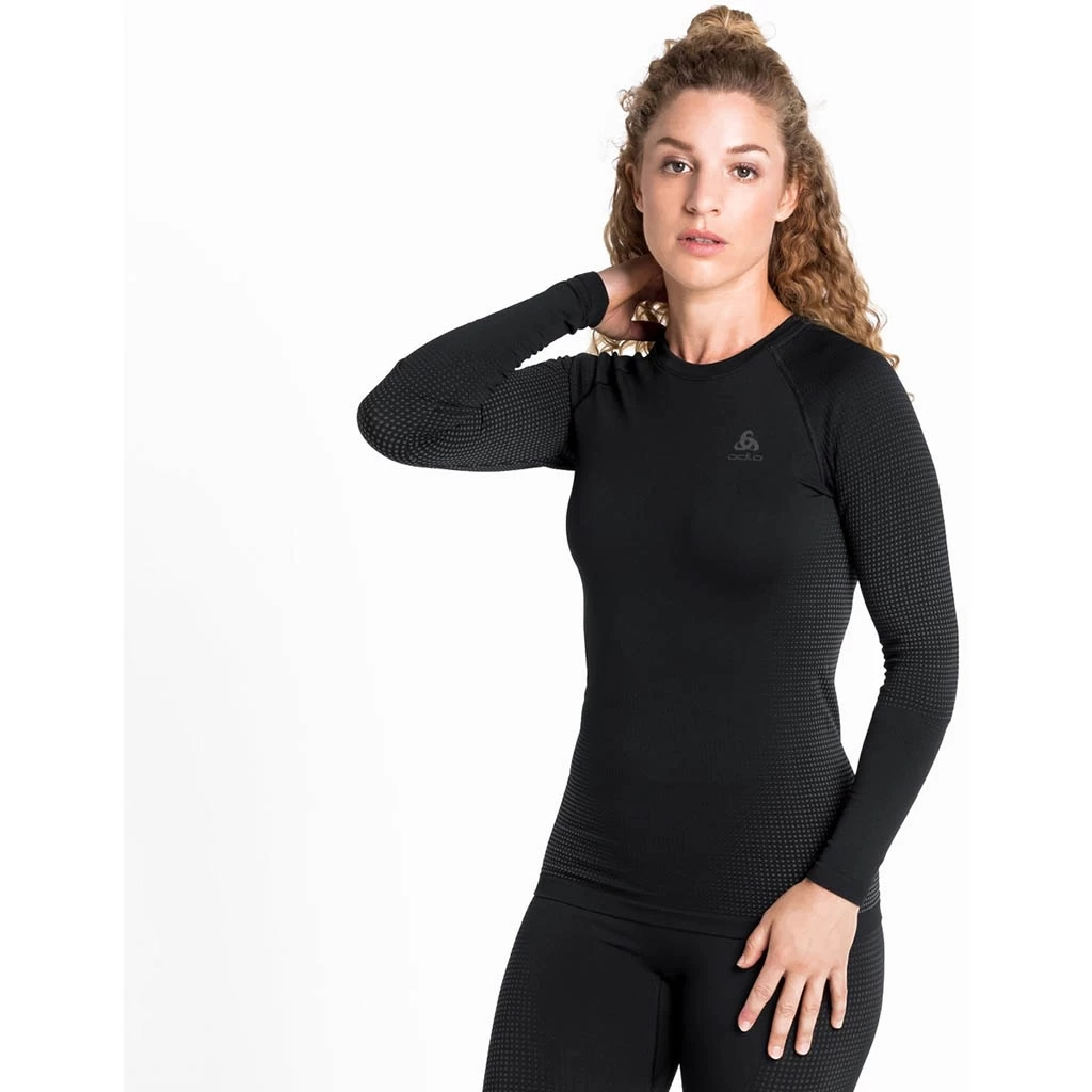 Odlo Base Layer Top Crew Neck Long Sleeve Performance Warm EC Femme Noir – Image 3