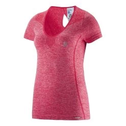 Salomon Elevate Seamless Short Sleeves Tee Femme Framboise