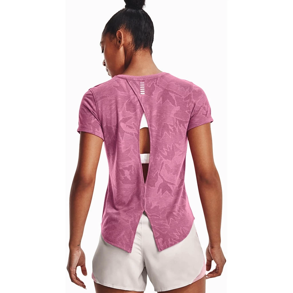 Under Armour Streaker Snowcloud Short Sleeve Femme Rose – Image 3