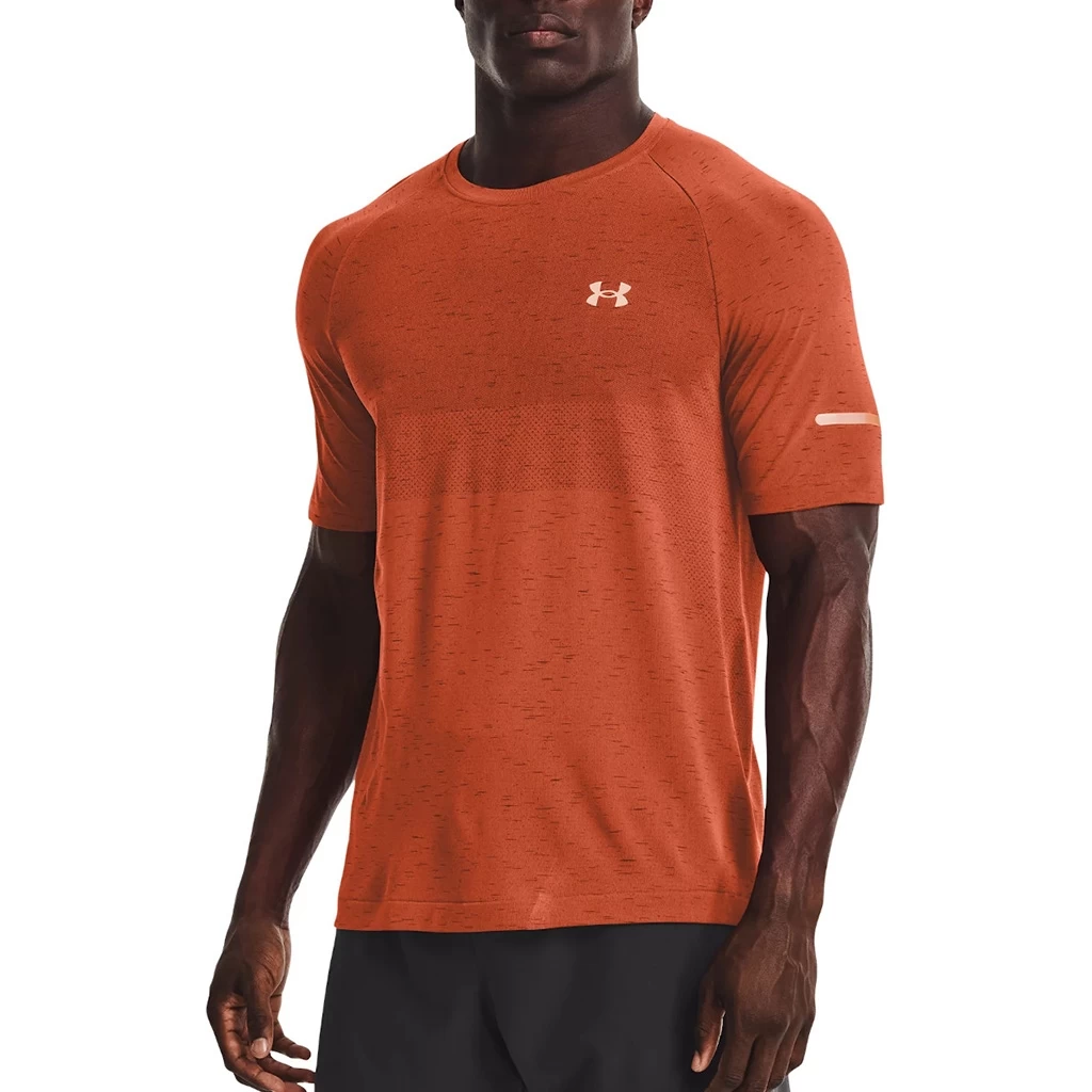 Under Armour Seamless Run Short Sleeve Homme Orange – Image 3